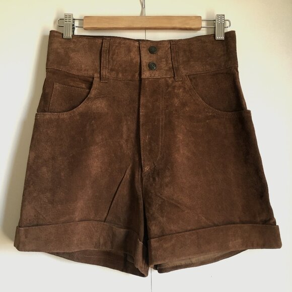 Compagnie International Pants - Vintage Express Genuine Leather High Waist Shorts